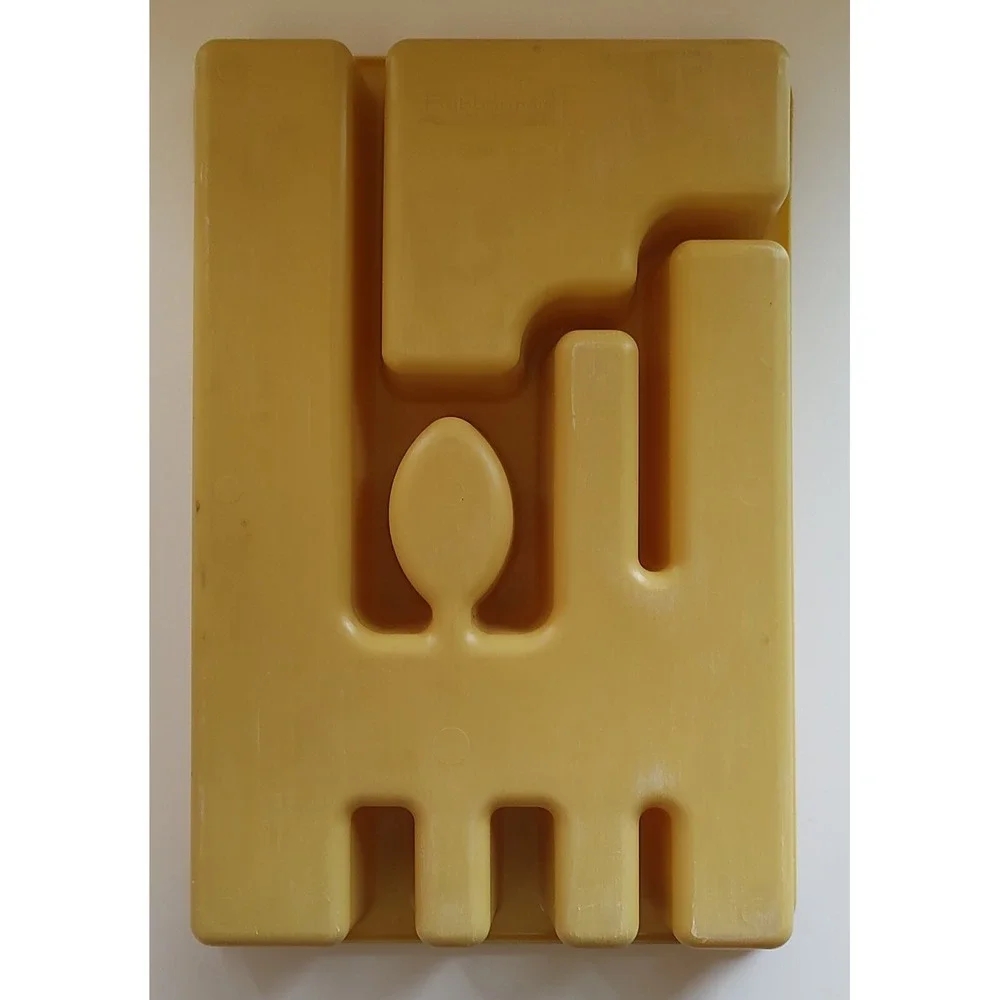 Harvest Gold Utensil Drawer Organizer Rubbermaid Plastic 2921 5 Vtg Yellow A5